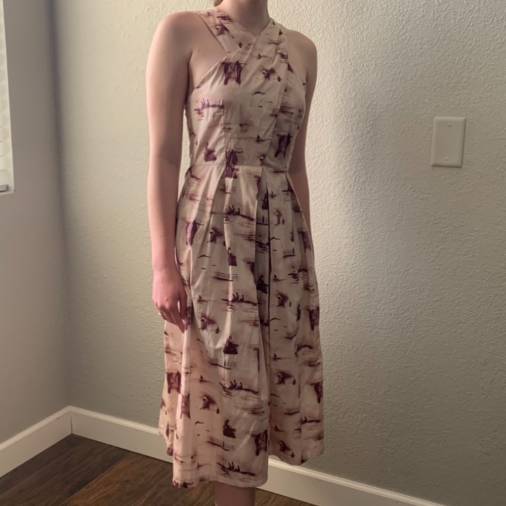 Maxmara Weekend Pink/Purple Patterned Midi Halter… - image 4